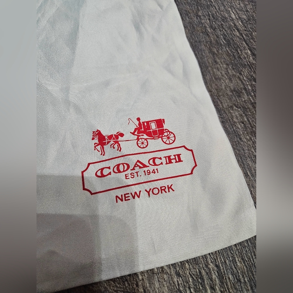 Coach White Dust Bag with Red Logo